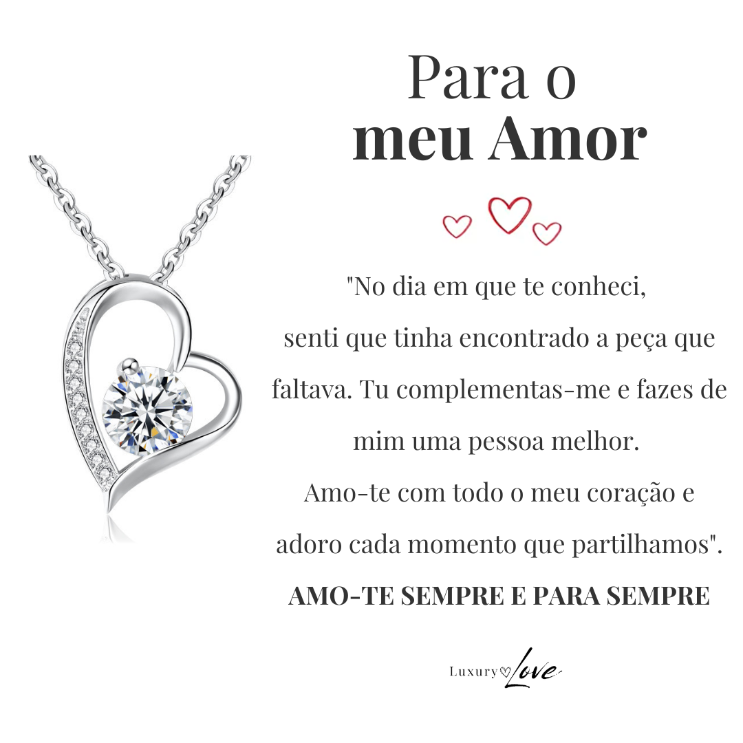 Colar Amor-Eterno™ prateado para o meu Amor (com dedicatória especial)
