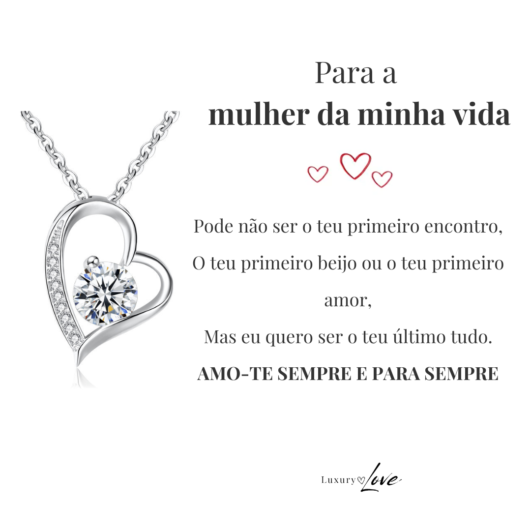 Colar Amor-Eterno™ prateado para o meu Amor (com dedicatória especial)