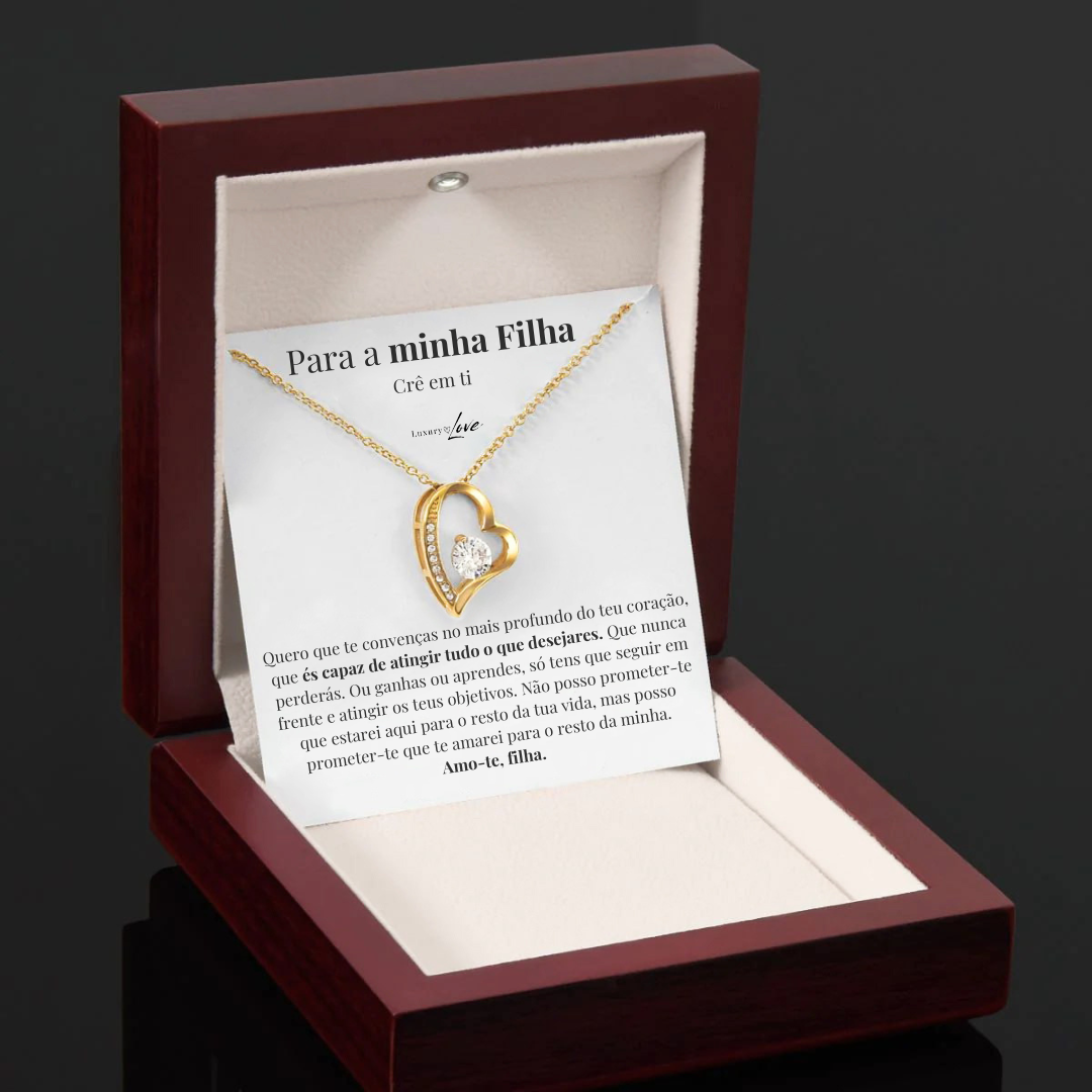 Colar Amor-Eterno™ dourado para a minha Filha (com dedicatória especial)