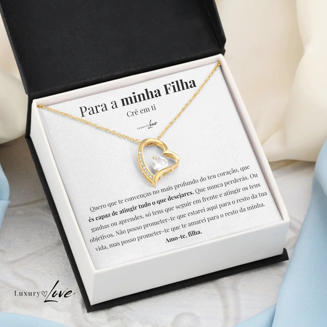 Colar Amor-Eterno™ dourado para a minha Filha (com dedicatória especial)