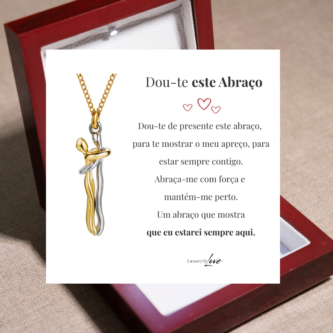 Colar Abraço-Infinito® para a minha Mãe (com dedicatória e caixa de madeira com luz)