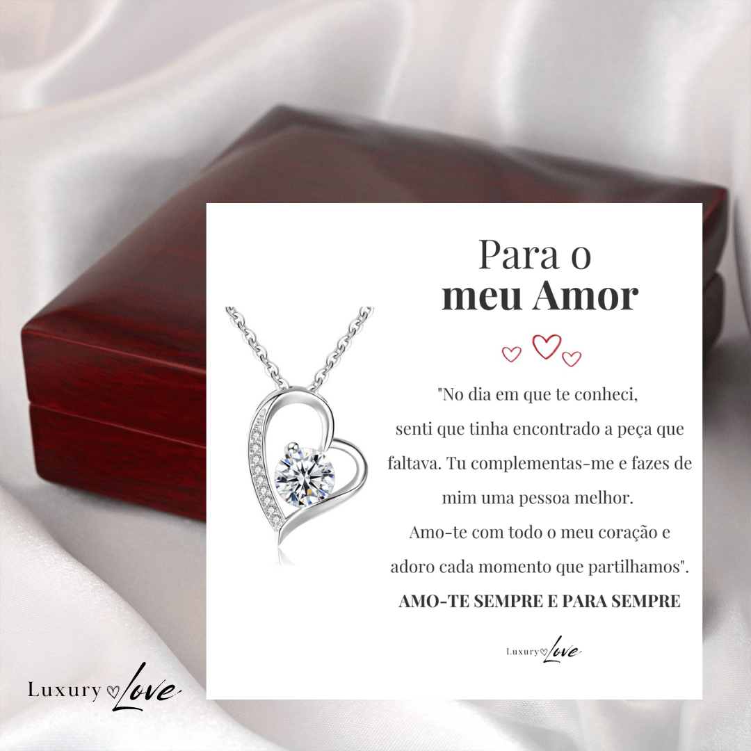 Colar Amor-Eterno™ prateado para o meu Amor (com dedicatória especial)
