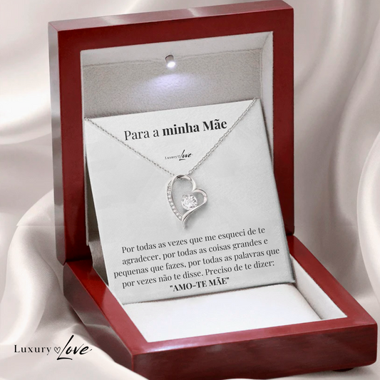 Colar Amor-Eterno™ prateado para a minha Mãe (com dedicatória especial)