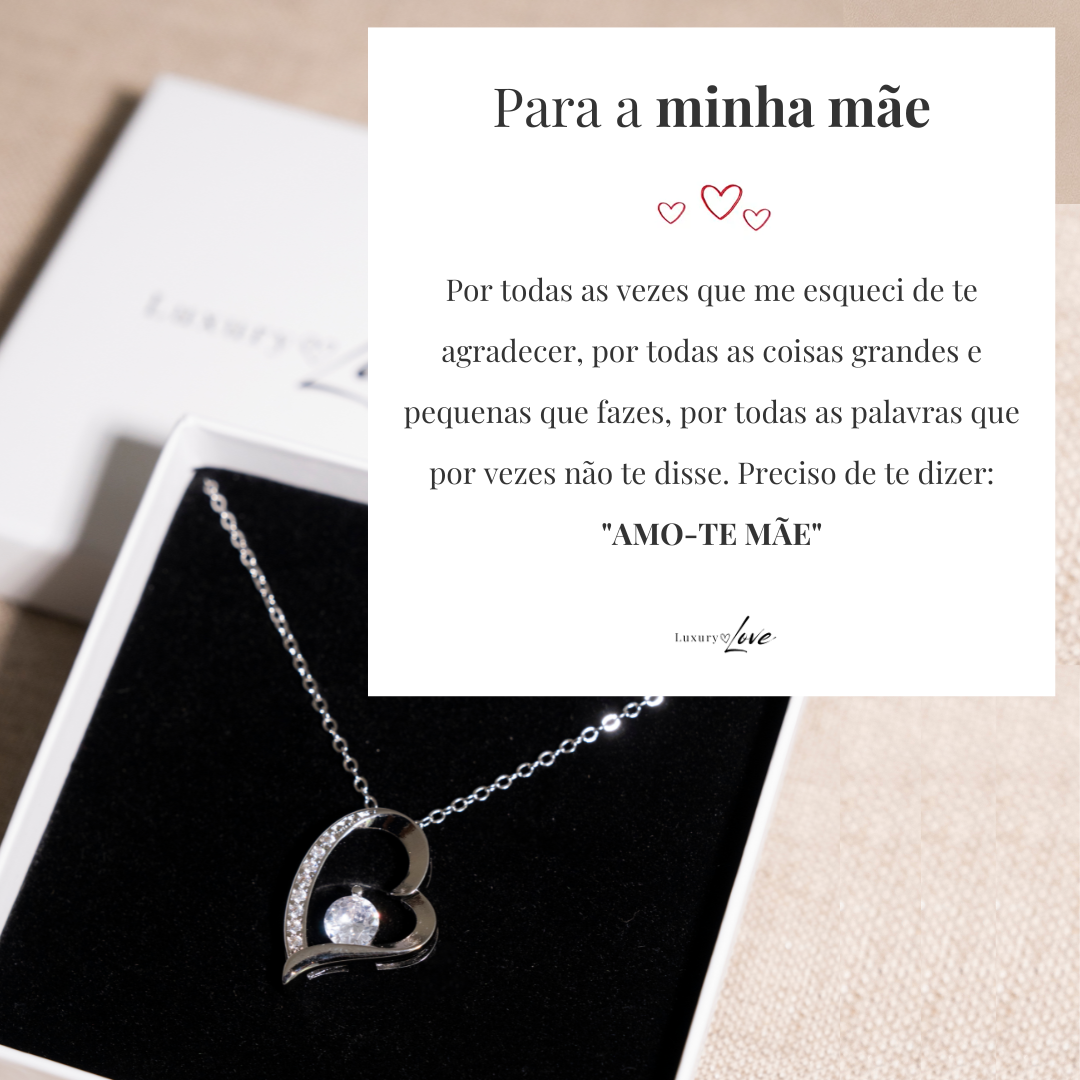 Colar Amor-Eterno™ prateado para a minha Mãe (com dedicatória especial)