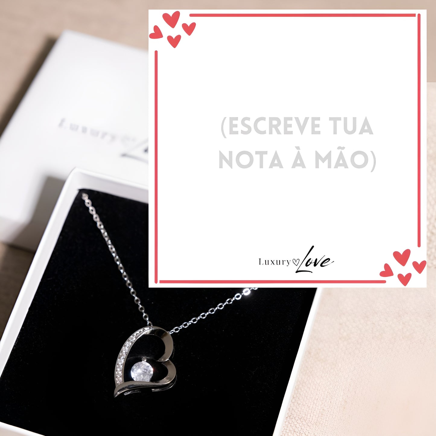 Colar Amor-Eterno™ prateado para o meu Amor (com dedicatória especial)